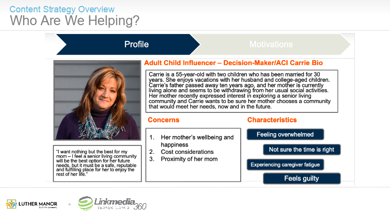 A content marketing persona for an adult child influencer